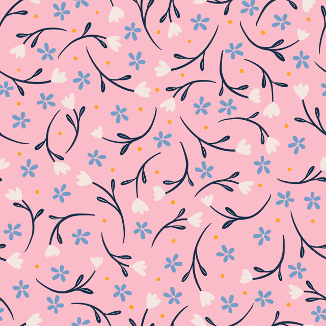 Petite Flowers Pink peel and stick wallpaper pattern detail